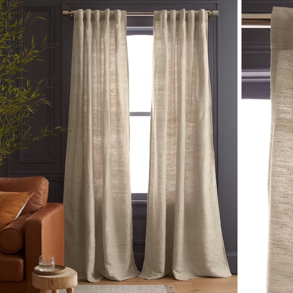 QUINCE Set Of 2 48x96 Raw Silk Curtains Sand 4754
